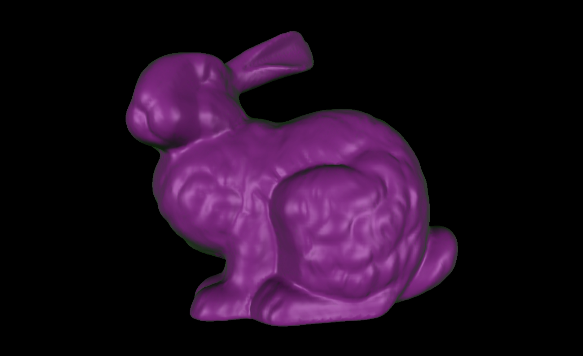 Une image de lapin 2D dans laquelle le modèle assimile la matière dont est fait le lapin de Stanford, toujours au moyen de la descente du gradient et d’une image du lapin correspondant à la réalité du terrain